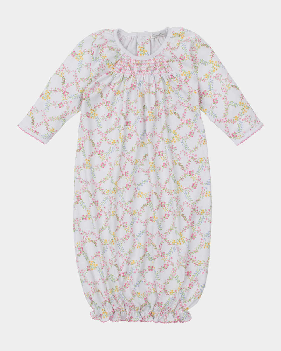 Girl's Garden Trellis Smocked Gown, Size Newborn-S